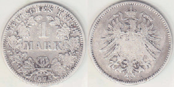 1875 A Germany silver 1 Mark A000677